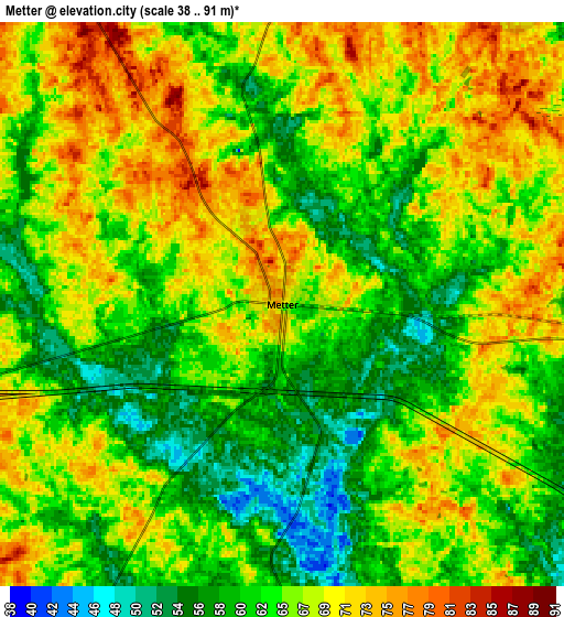 Zoom OUT 2x Metter, United States elevation map