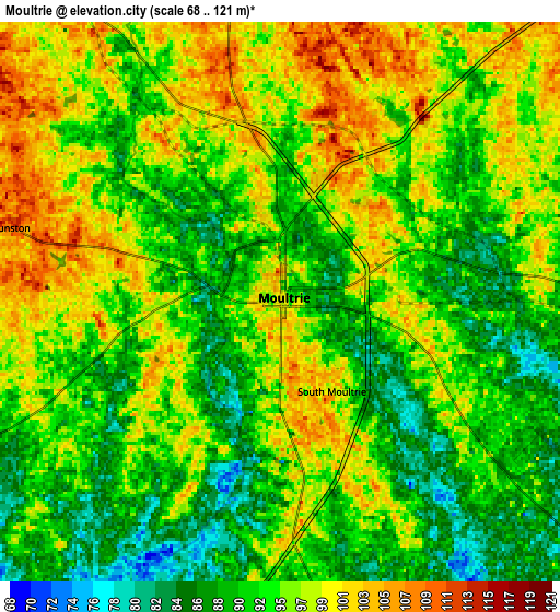 Zoom OUT 2x Moultrie, United States elevation map