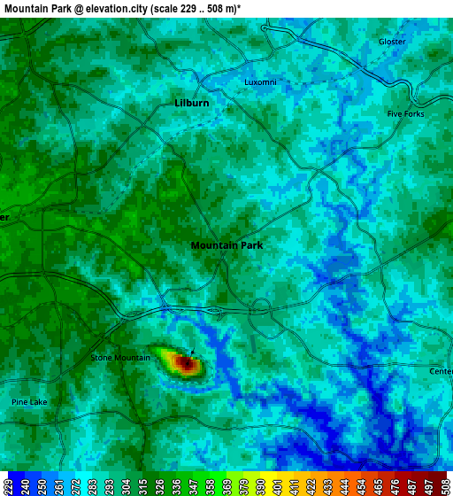 Zoom OUT 2x Mountain Park, United States elevation map