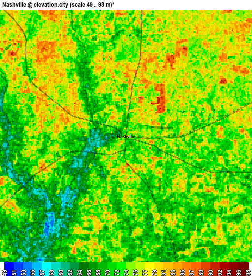 Zoom OUT 2x Nashville, United States elevation map