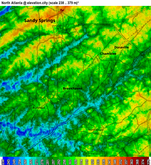 Zoom OUT 2x North Atlanta, United States elevation map