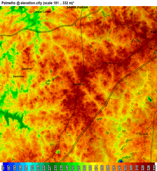 Zoom OUT 2x Palmetto, United States elevation map