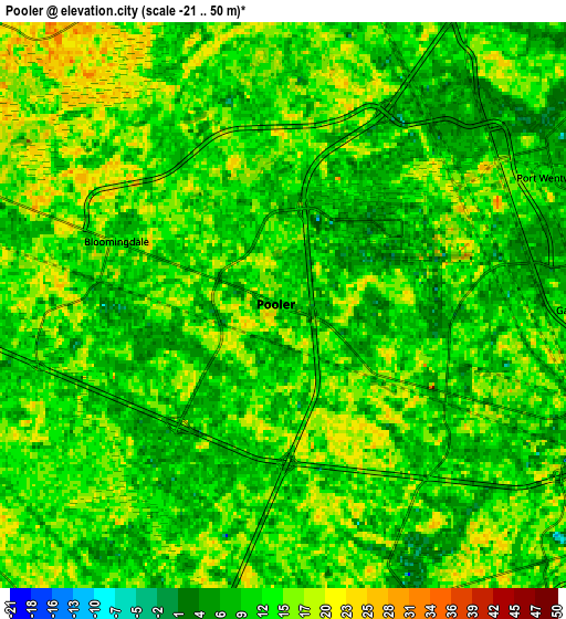 Zoom OUT 2x Pooler, United States elevation map