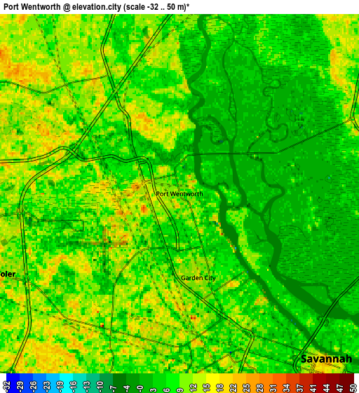 Zoom OUT 2x Port Wentworth, United States elevation map