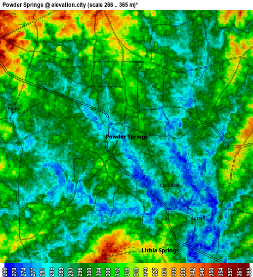 Zoom OUT 2x Powder Springs, United States elevation map