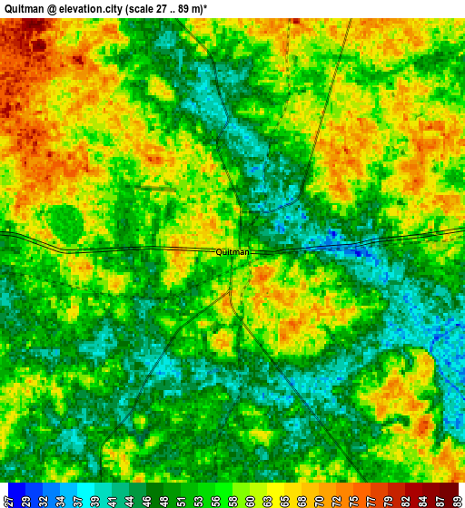 Zoom OUT 2x Quitman, United States elevation map