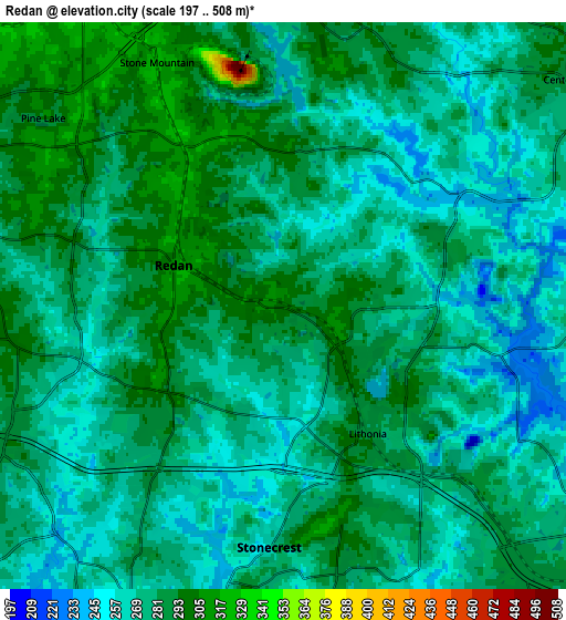 Zoom OUT 2x Redan, United States elevation map