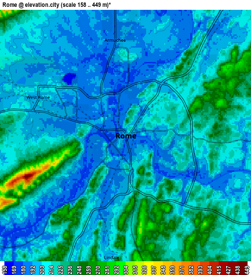 Zoom OUT 2x Rome, United States elevation map