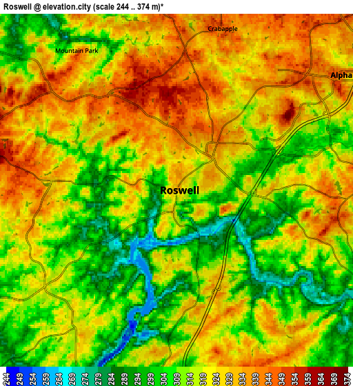 Zoom OUT 2x Roswell, United States elevation map