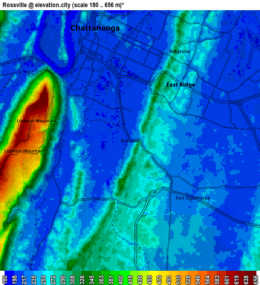 Zoom OUT 2x Rossville, United States elevation map