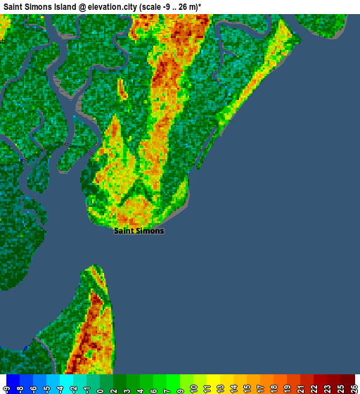 Zoom OUT 2x Saint Simons Island, United States elevation map