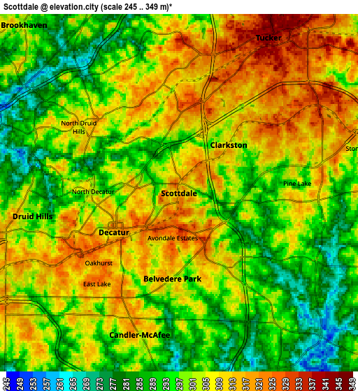 Zoom OUT 2x Scottdale, United States elevation map