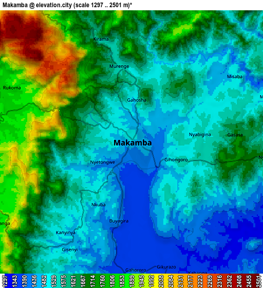 Zoom OUT 2x Makamba, Burundi elevation map