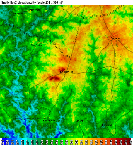 Zoom OUT 2x Snellville, United States elevation map