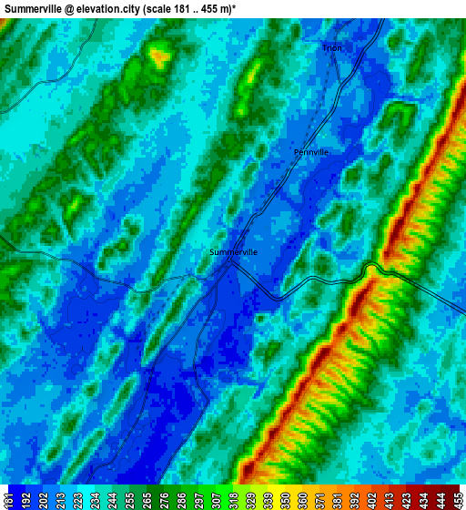 Zoom OUT 2x Summerville, United States elevation map