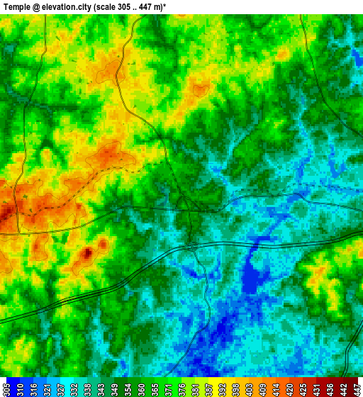 Zoom OUT 2x Temple, United States elevation map