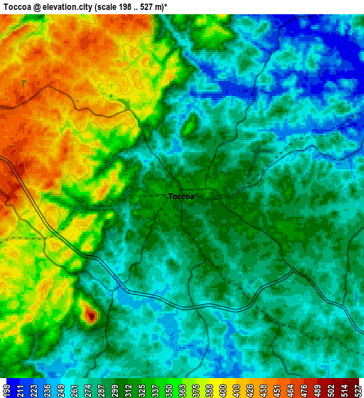 Zoom OUT 2x Toccoa, United States elevation map