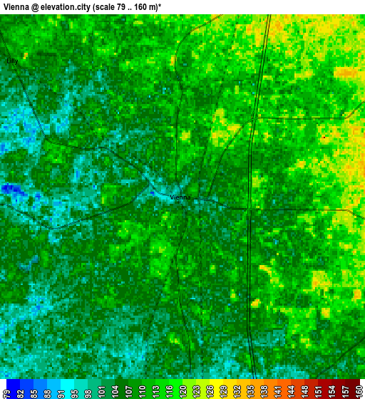 Zoom OUT 2x Vienna, United States elevation map