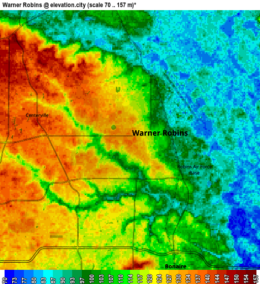 Zoom OUT 2x Warner Robins, United States elevation map