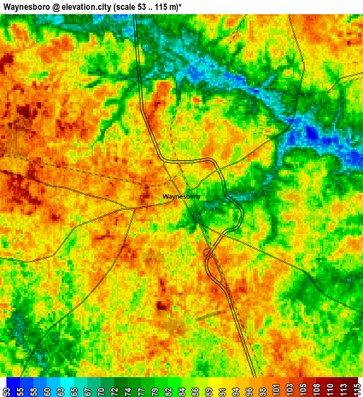 Zoom OUT 2x Waynesboro, United States elevation map