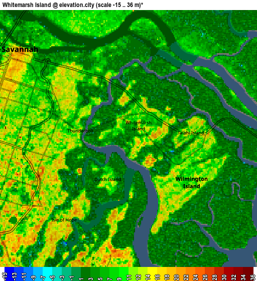 Zoom OUT 2x Whitemarsh Island, United States elevation map