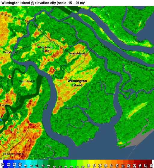 Zoom OUT 2x Wilmington Island, United States elevation map