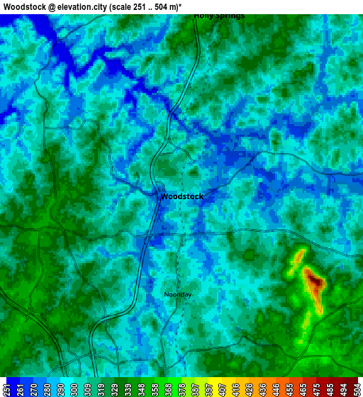 Zoom OUT 2x Woodstock, United States elevation map