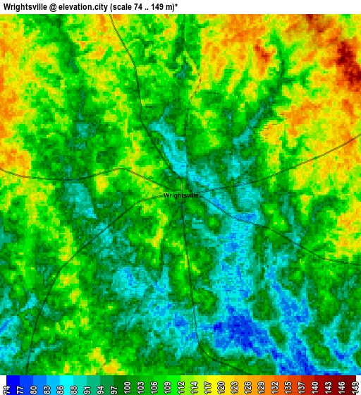 Zoom OUT 2x Wrightsville, United States elevation map