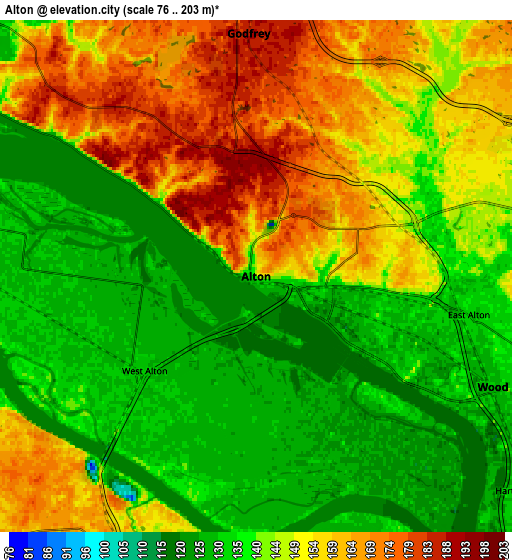 Zoom OUT 2x Alton, United States elevation map