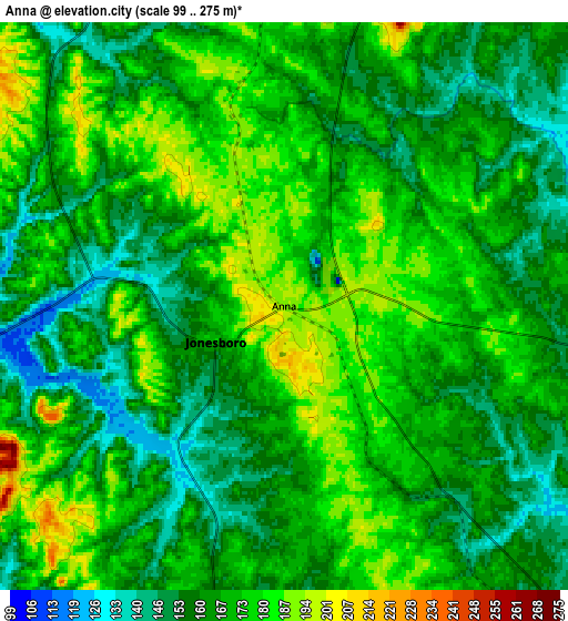 Zoom OUT 2x Anna, United States elevation map