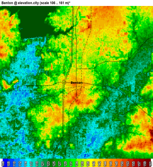 Zoom OUT 2x Benton, United States elevation map