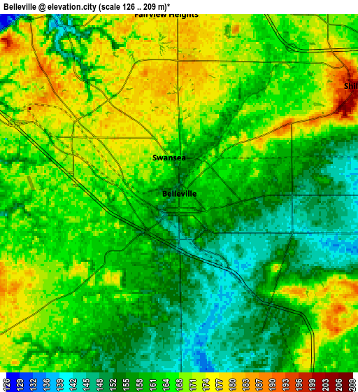 Zoom OUT 2x Belleville, United States elevation map