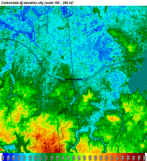 Zoom OUT 2x Carbondale, United States elevation map