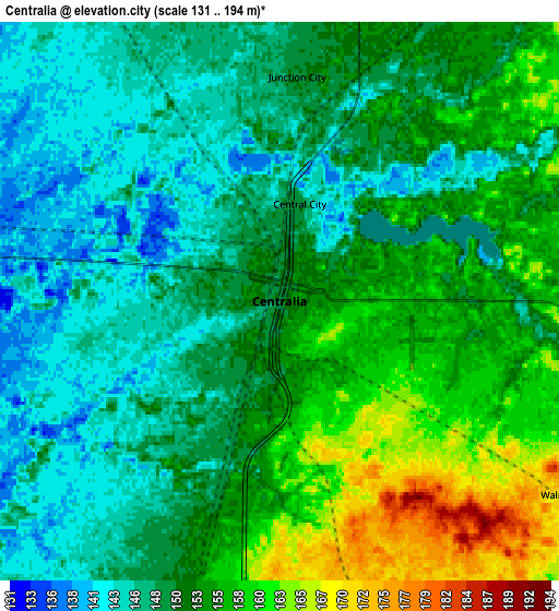 Zoom OUT 2x Centralia, United States elevation map