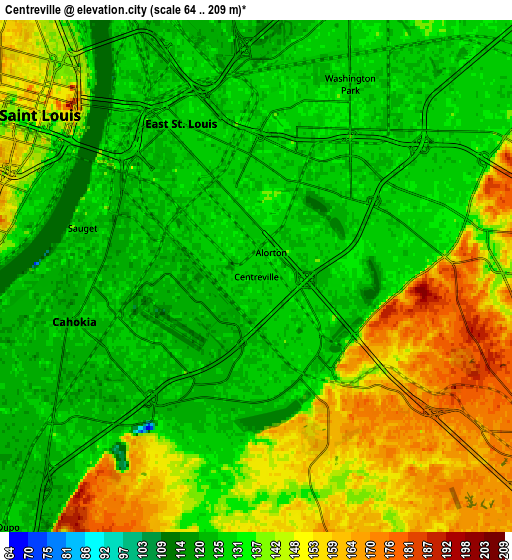 Zoom OUT 2x Centreville, United States elevation map