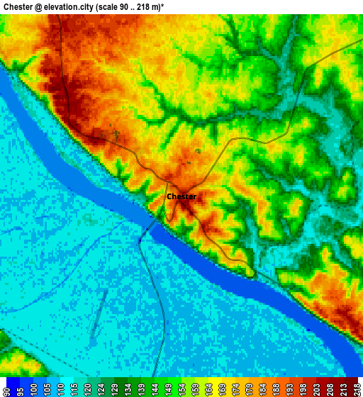 Zoom OUT 2x Chester, United States elevation map