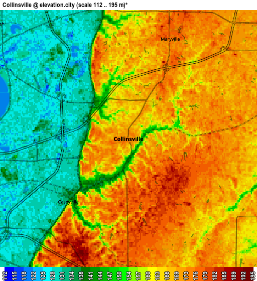 Zoom OUT 2x Collinsville, United States elevation map