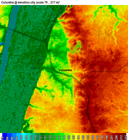 Zoom OUT 2x Columbia, United States elevation map