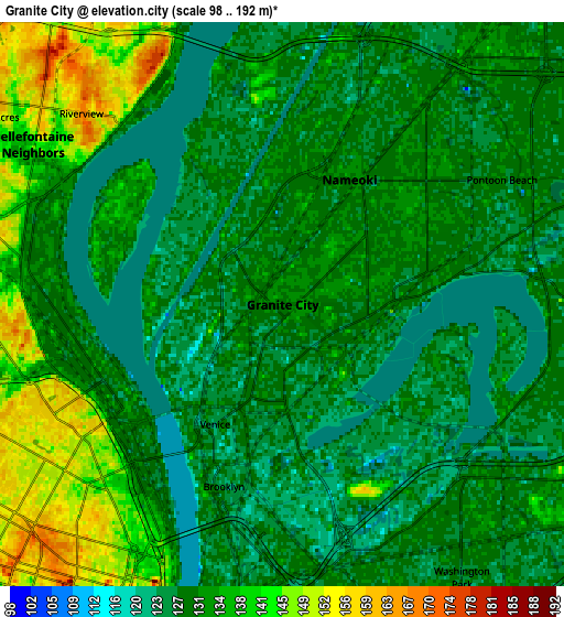 Zoom OUT 2x Granite City, United States elevation map