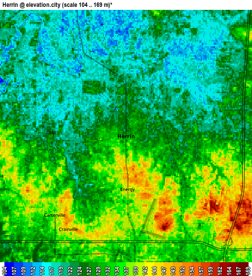 Zoom OUT 2x Herrin, United States elevation map