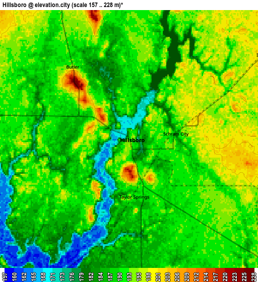 Zoom OUT 2x Hillsboro, United States elevation map