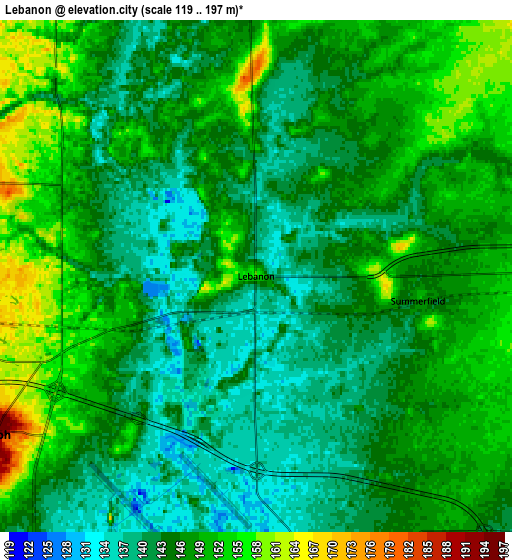 Zoom OUT 2x Lebanon, United States elevation map