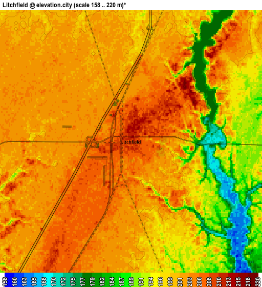 Zoom OUT 2x Litchfield, United States elevation map