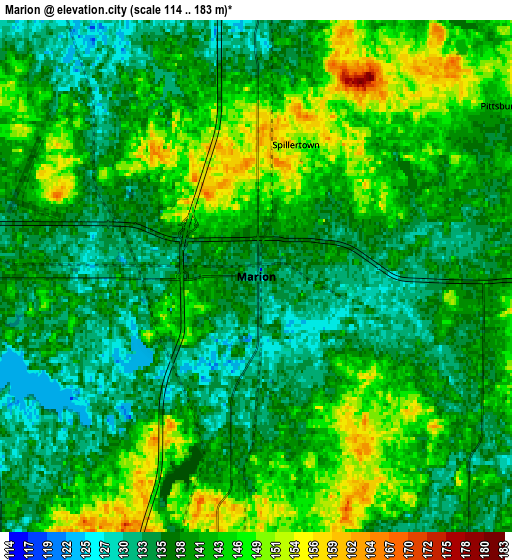 Zoom OUT 2x Marion, United States elevation map