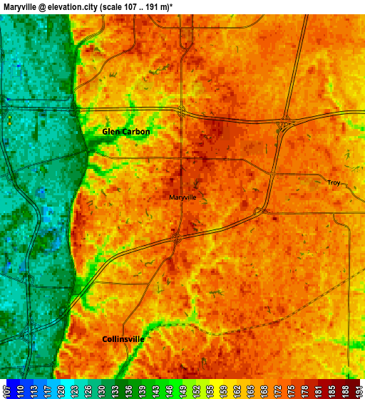 Zoom OUT 2x Maryville, United States elevation map