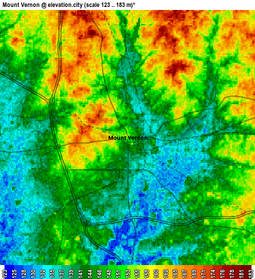 Zoom OUT 2x Mount Vernon, United States elevation map