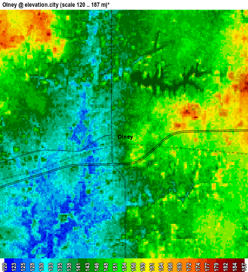 Zoom OUT 2x Olney, United States elevation map