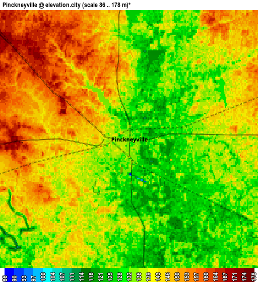 Zoom OUT 2x Pinckneyville, United States elevation map