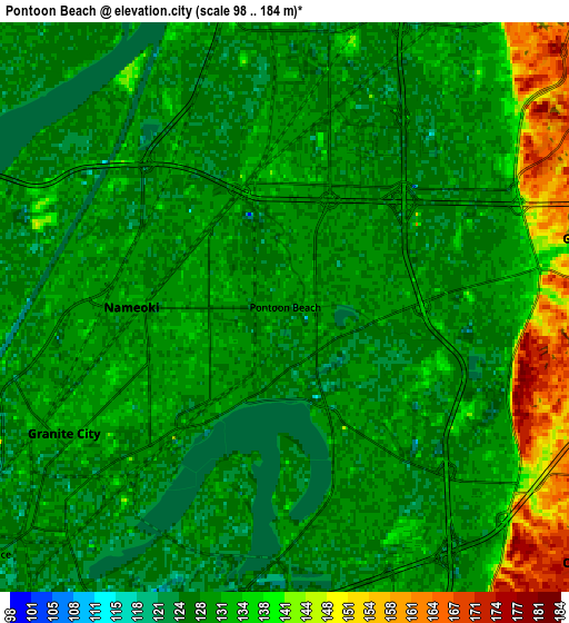 Zoom OUT 2x Pontoon Beach, United States elevation map