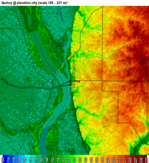 Zoom OUT 2x Quincy, United States elevation map